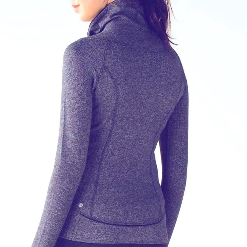Lululemon Think Fast Pullover Heathered Herringbone on Heathered Black Size 4